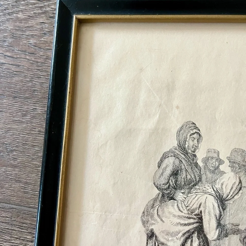Vintage Print 1830 Scottish Artist Walter Geikie “ Bargaining For Fish” 9/11 “ - Picture 3 of 11